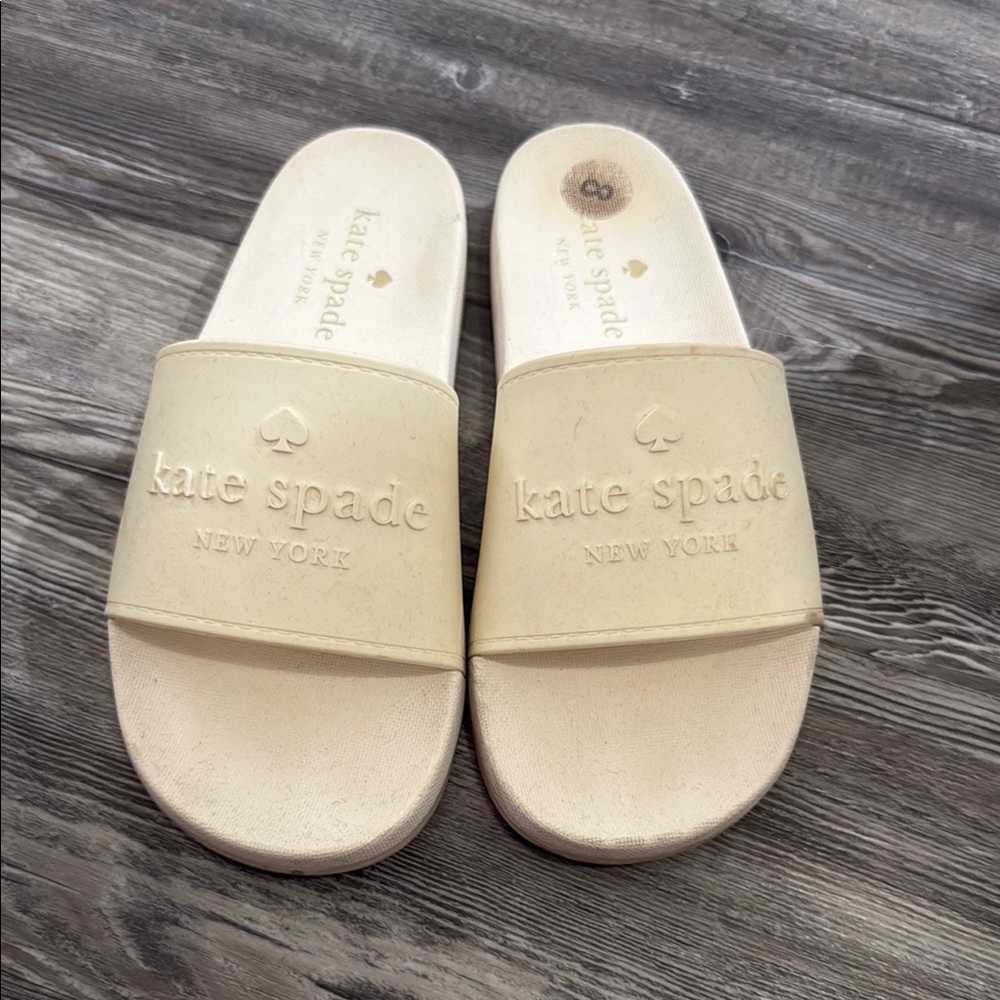 Kate Spade Cream Slide Sandals